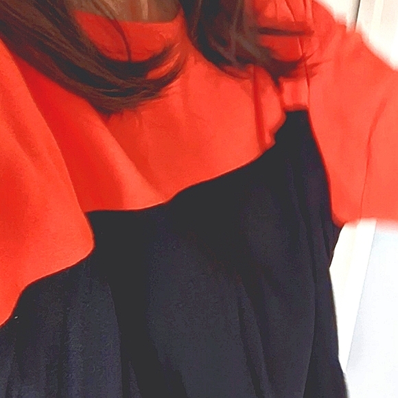 Vtg Silvian Heach Black &  Dopamine Orange Colour Block Blouse, XS. - Picture 8 of 14